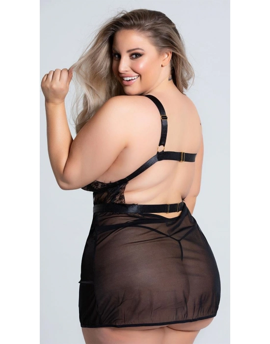 Özel Tasarım Büyük Beden Göğüs Altı Şeritli Askılı Fantezi Gecelik