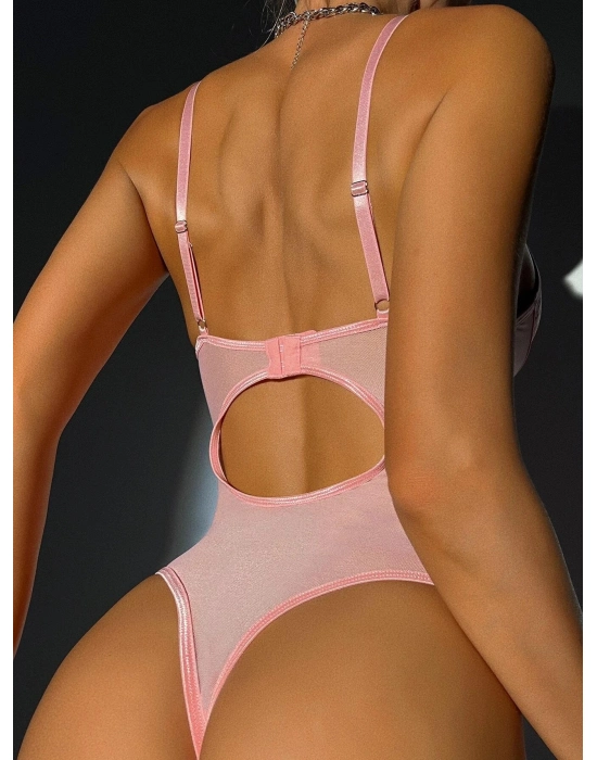 Pembe Dantel İşlemeli Kalp Desenli Fantezi Jartiyer Takımı