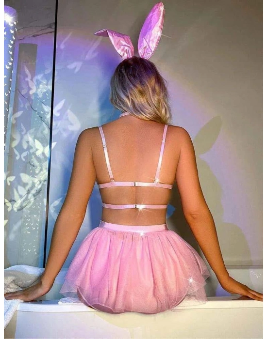 Pembe Tütü Etekli Fantezi Tavşan Kotümü