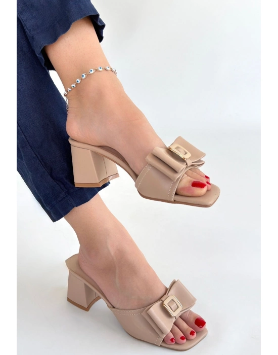 Pier Nude Cilt Topuklu Terlik - Bamido