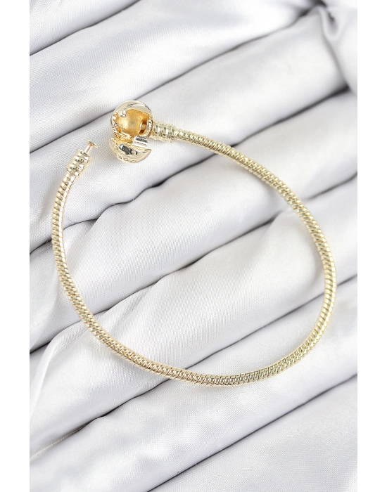Pirinç Charm Topcuk Model Gold Renk Kadın Bileklik - Bamido