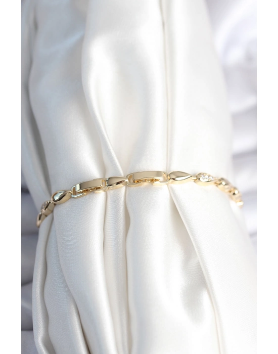 Pirinç Gold Renk Damla Model Kadın Bileklik - Bamido