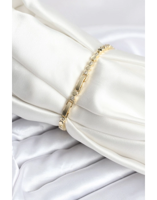 Pirinç Gold Renk İnce Petek Model Kadın Bileklik - Bamido