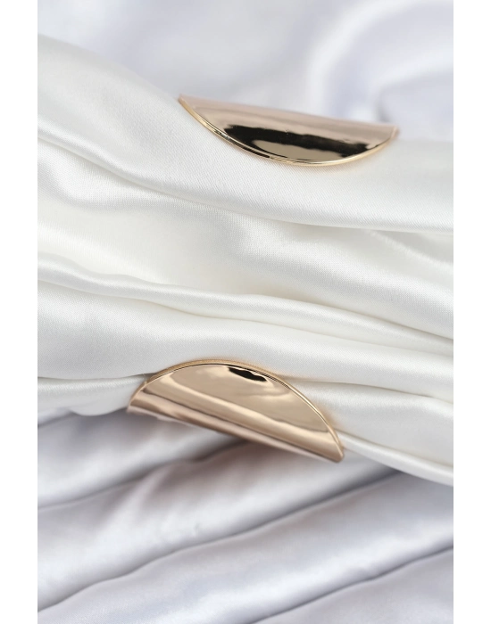 Pirinç Gold Renk Kıvrımlı Yarım Kelepçe Bileklik - Bamido