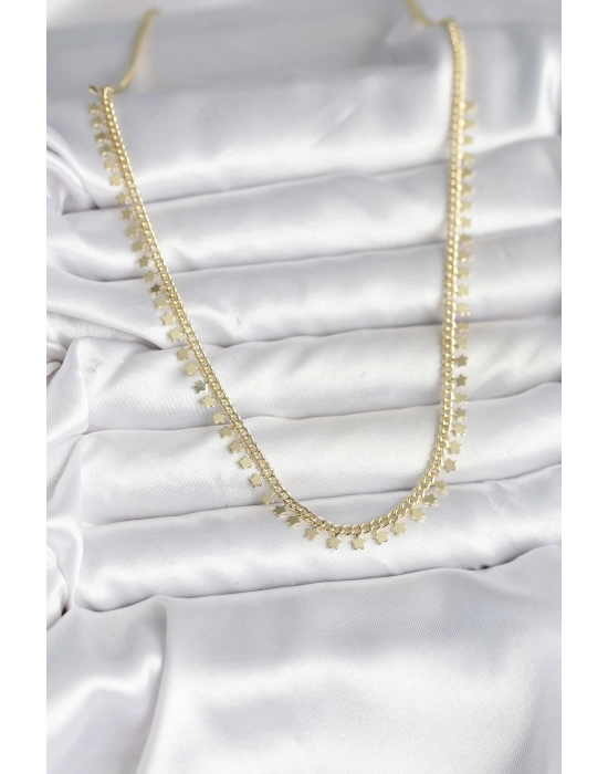 Pirinç Gold Renk Sıralı Yıldız Kadın Kolye - Bamido