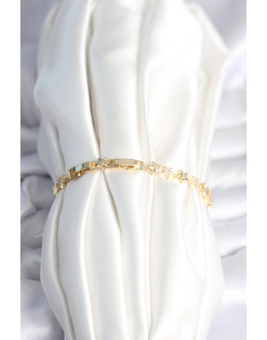 Pirinç Gold Renk Yıldız Model Kadın Bileklik - Bamido