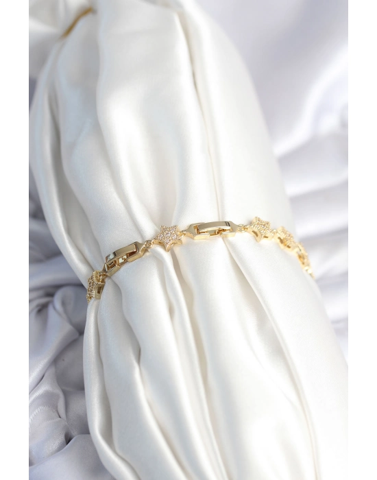 Pirinç Gold Renk Yıldız Model Kadın Bileklik - Bamido