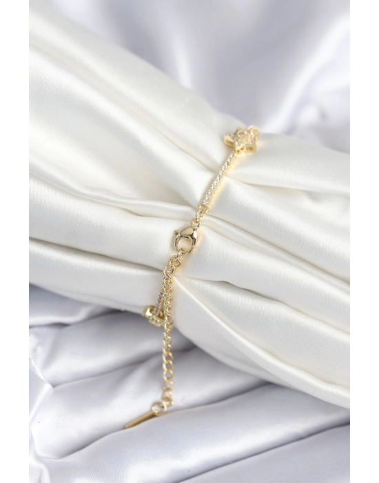 Pirinç Gold Renk Yıldız Model Kadın Bileklik - Bamido