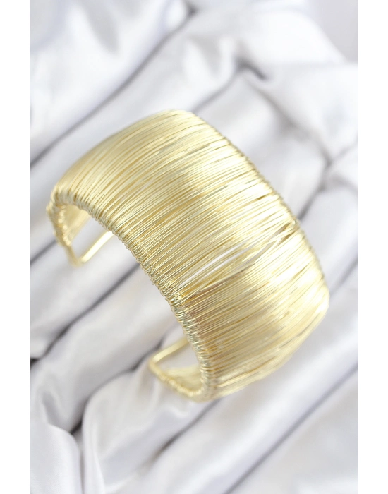 Pirinç Tel Sarma Model Gold Renk Kadın Bileklilk - Bamido