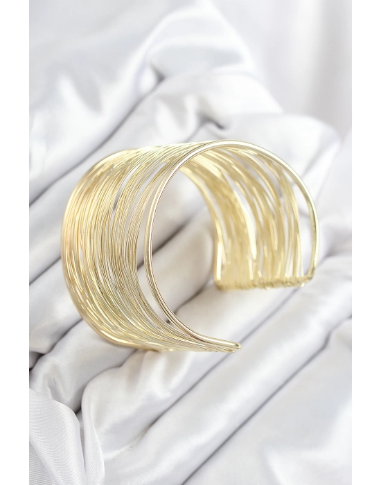 Pirinç Tel Sarma Model Gold Renk Kadın Bileklilk - Bamido