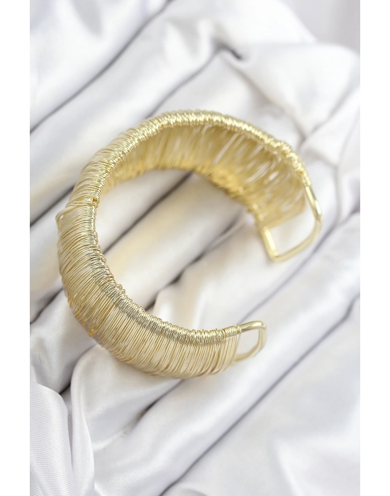 Pirinç Tel Sarma Model Gold Renk Kadın Bileklilk - Bamido