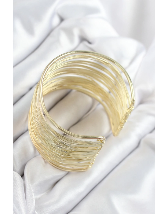 Pirinç Tel Sarma Model Gold Renk Kadın Bileklilk - Bamido