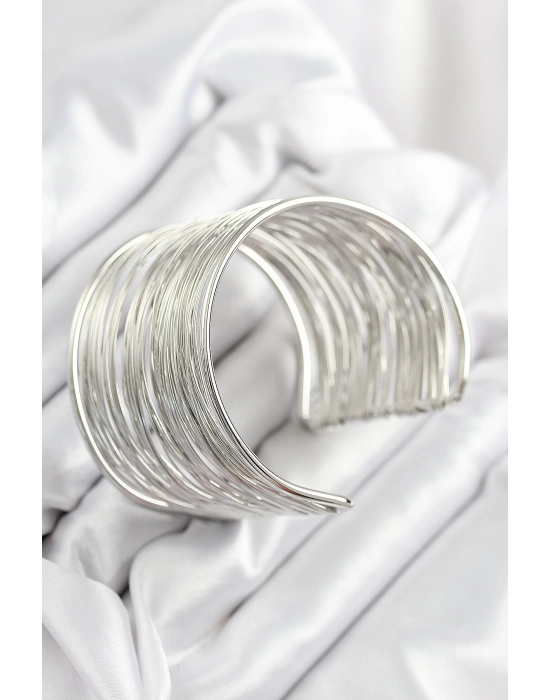 Pirinç Tel Sarma Model Gümüş Renk Kadın Bileklilk - Bamido