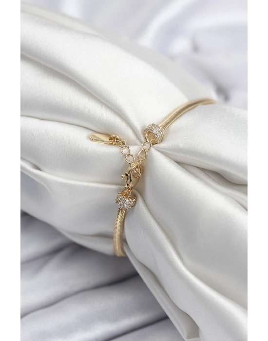 Pirinç Vıp Seri Gold Renk Kutup Yıldızı Model Kadın Bileklik - Bamido