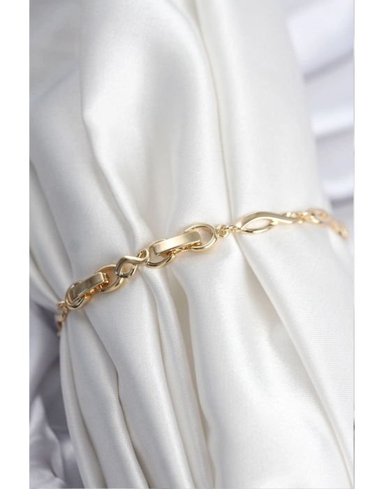 Pirinç Vıp Seri Gold Renk Sıralı Damla Model Kadın Bileklik - Bamido