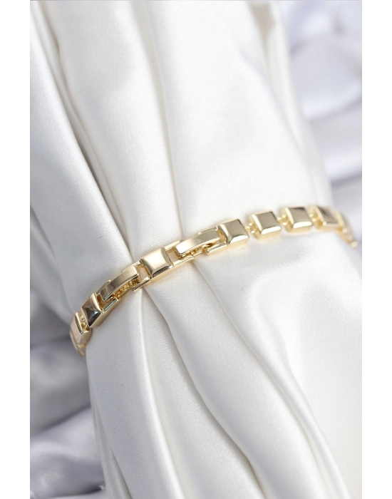 Pirinç Vıp Seri Gold Renk Zirkon Taşlı Model Kadın Bileklik - Bamido