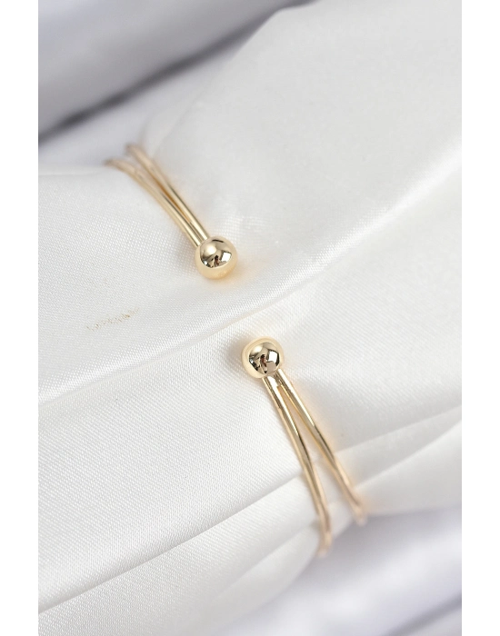 Pirinç Zirkon Taşlı İnci Model Gold Renk Kadın Bileklik - Bamido