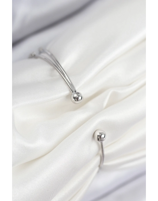 Pirinç Zirkon Taşlı Kelebek Model Gümüş Renk Kadın Bileklik - Bamido