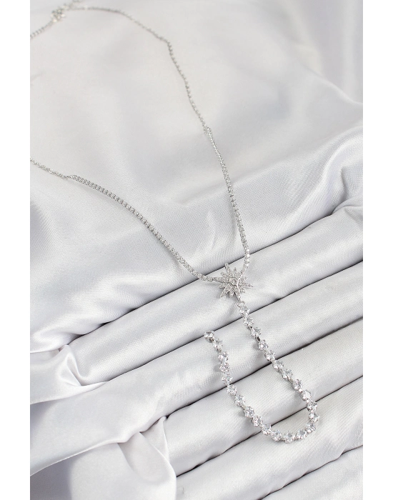 Pirinç Zirkon Taşlı Kutup Yıldızı Model Gold Renk Y Kolye - Bamido