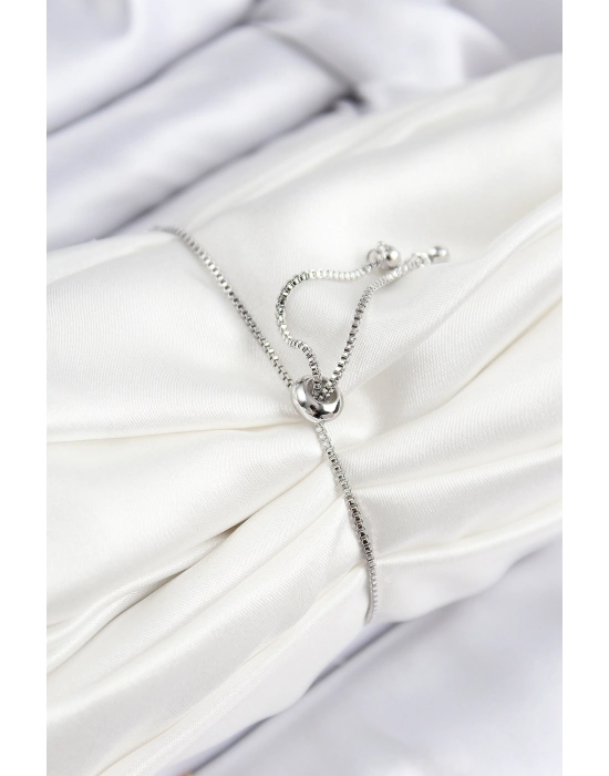 Pirinç Zirkon Taşlı Sıralı Kalp Model Gümüş Renk Asansörlü Kadın Bileklik - Bamido