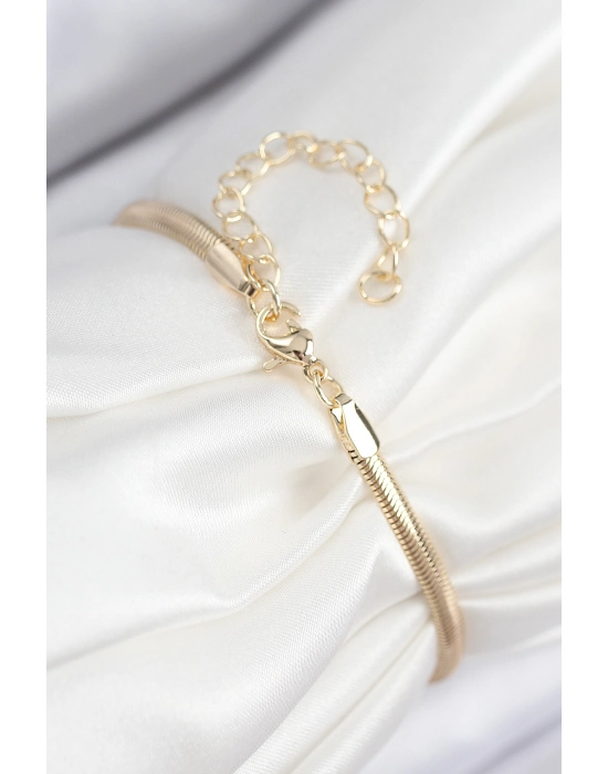 Pirinç Zirkon Taşlı Yonca Model Gold Renk Kadın Bileklik - Bamido