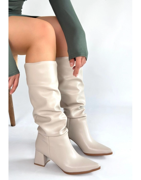 Piyat Ten Cilt Topuklu Çizme - Bamido