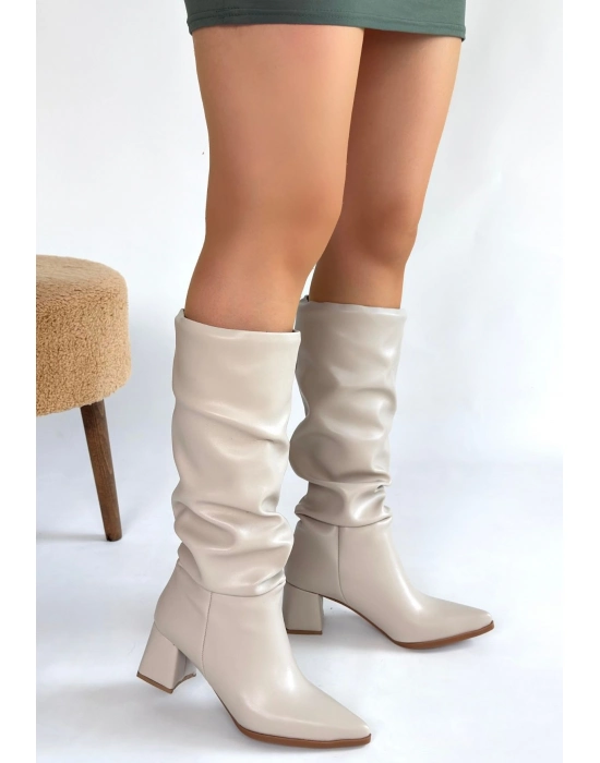 Piyat Ten Cilt Topuklu Çizme - Bamido