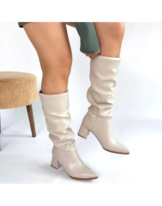 Piyat Ten Cilt Topuklu Çizme - Bamido