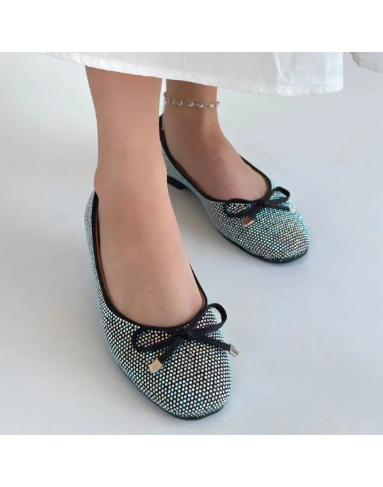 Potte Siyah Saten Babet Ayakkabı - Bamido