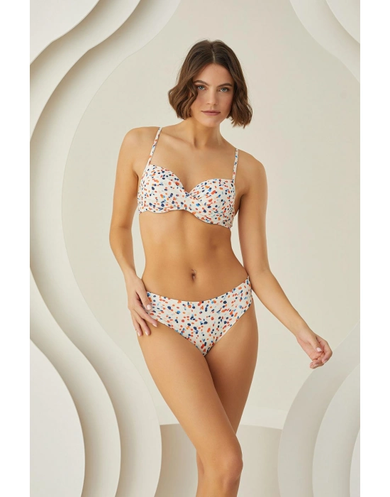 Puantiyeli Şık Desenli Kaplı Bikini Takımı