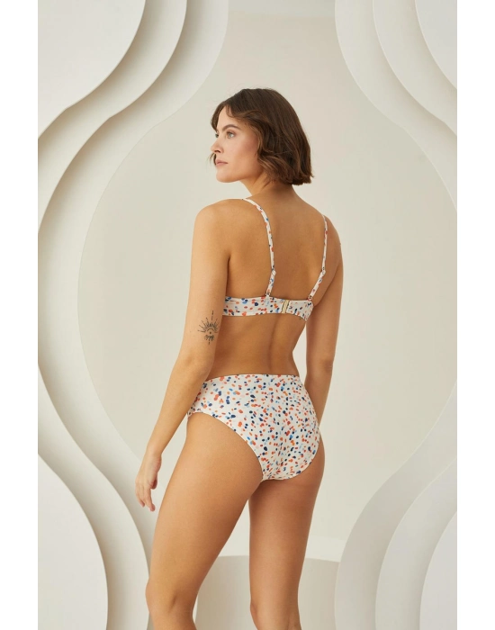 Puantiyeli Şık Desenli Kaplı Bikini Takımı