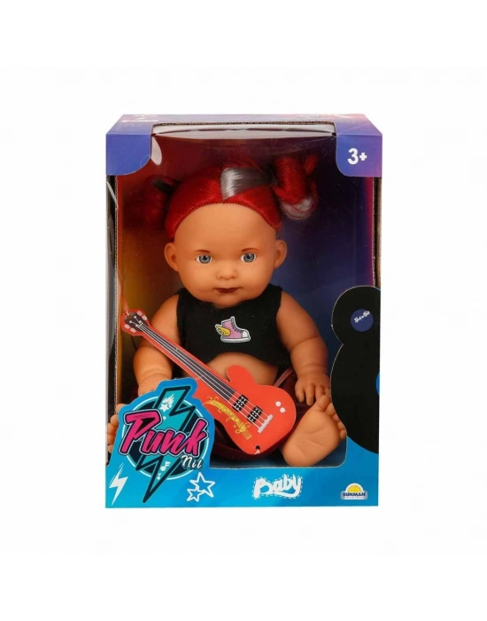 Punkçı Bebek Figürü 25 Cm - Kırmızı Saçlı (bamido)