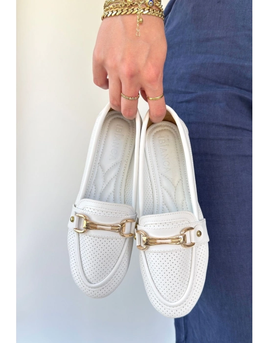 Rain Beyaz Cilt Babet Ayakkabı - Bamido