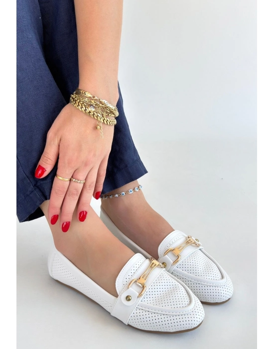 Rain Beyaz Cilt Babet Ayakkabı - Bamido