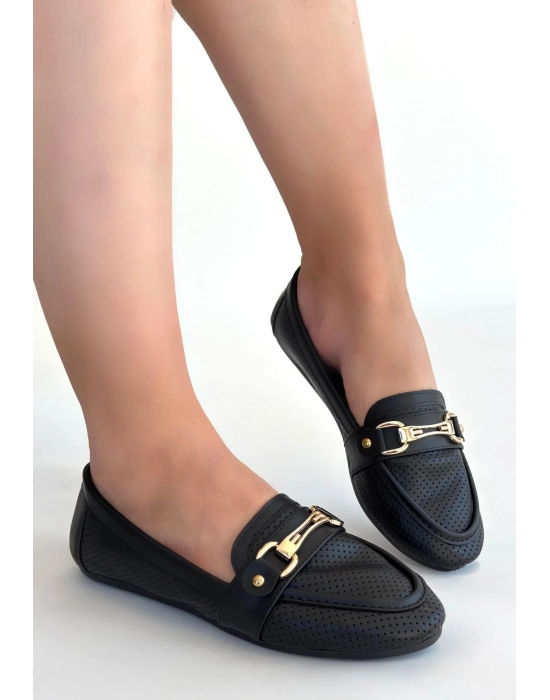 Rain Siyah Cilt Babet Ayakkabı - Bamido