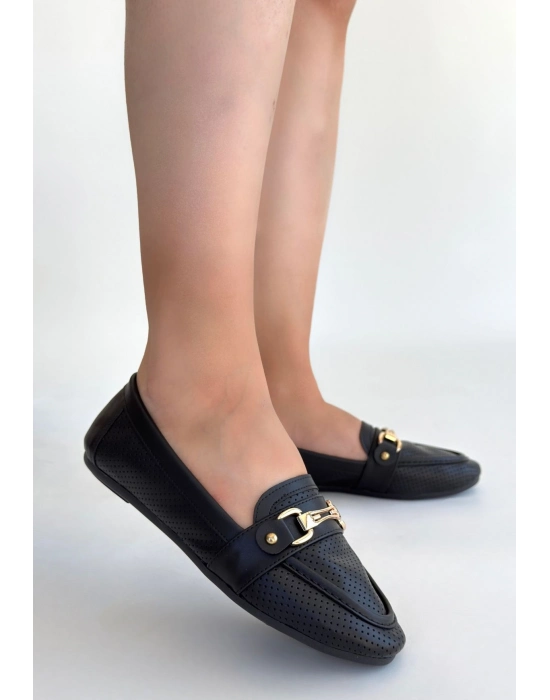 Rain Siyah Cilt Babet Ayakkabı - Bamido