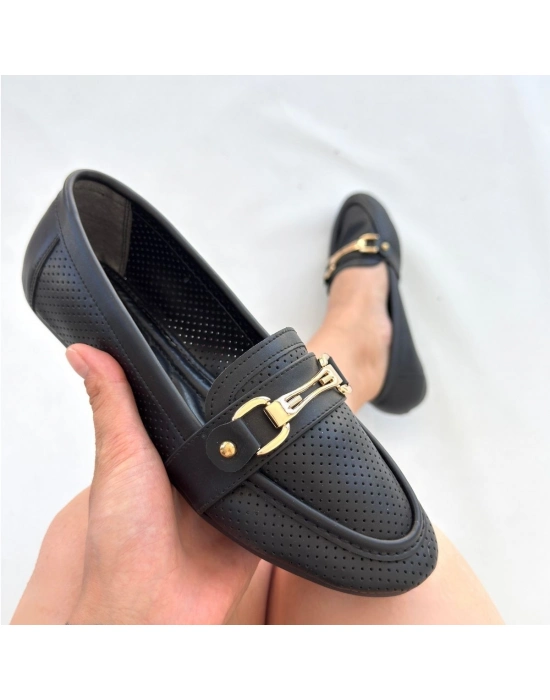 Rain Siyah Cilt Babet Ayakkabı - Bamido