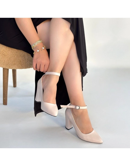 Rity Bej Cilt Topuklu Ayakkabı - Bamido