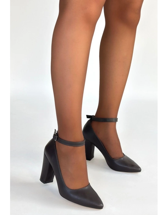 Rity Kahverengi Cilt Topuklu Ayakkabı - Bamido