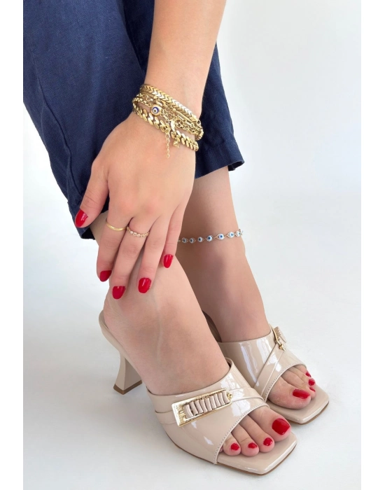 Sief Bej Rugan Topuklu Terlik - Bamido