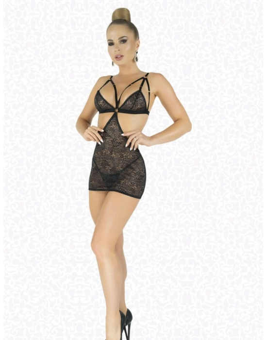 Simli Likralı Dantel Babydoll