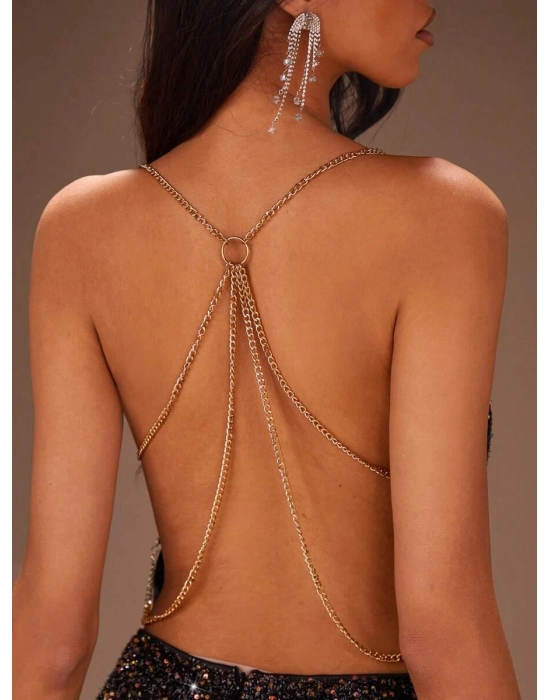 Sırt Zincir Dekolteli Seksi Mini Kadın Elbise