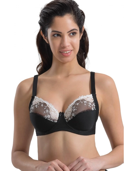 Siyah Beyaz Mı Emay 136 C Balenli Toparlayıcı Dantelli Sütyen