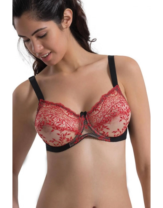 Siyah-kırmızı Mı Emay 148 B Balenli Toparlayıcı Sütyen