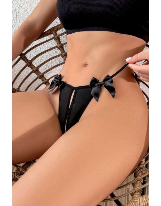 Siyah Kurdelalı İpli Şık Fantezi Külot