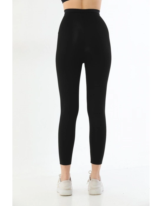 Siyah Mı 2711 Lazer Kesim Fermuarlı Uzun Tayt