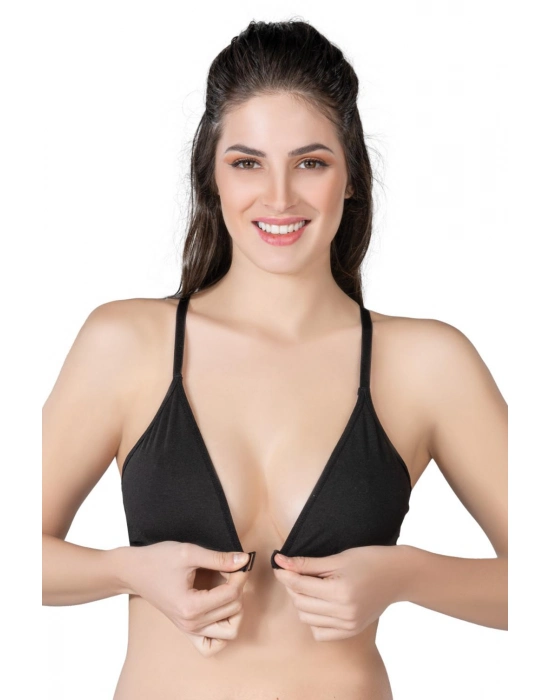 Siyah Mı Emay 1416 Modal Cotton Önden Açmalı Sporcu Sütyen