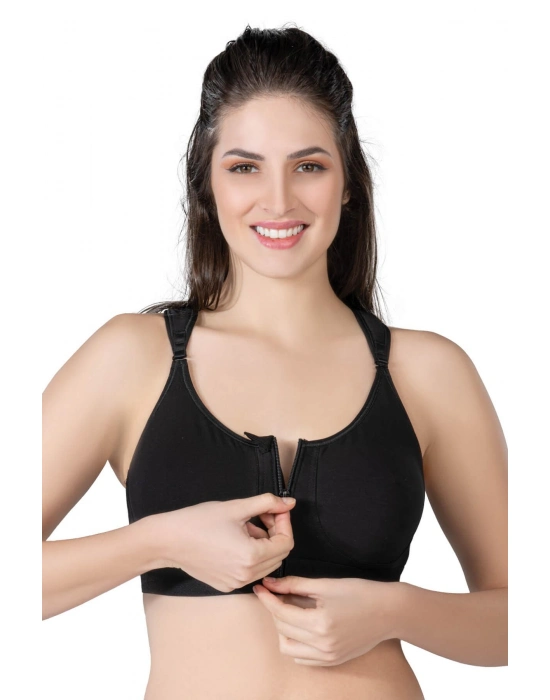 Siyah Mı Emay 184 B Önden Fermuarlı Sporcu Penye Sütyen