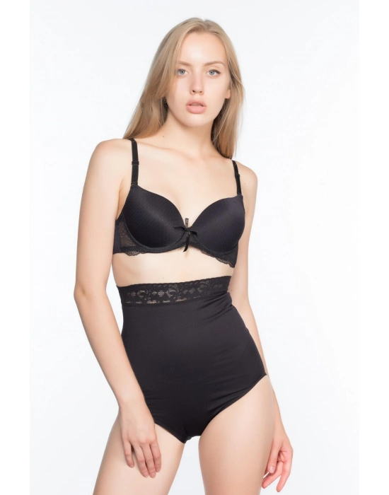 Siyah Mı Emay 2028 Dantelli Yüksek Bel Slip Korse