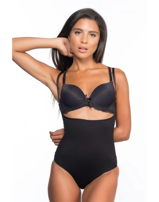 Siyah Mı Emay 2073 Göğüsü Açık Desenli Body Korse